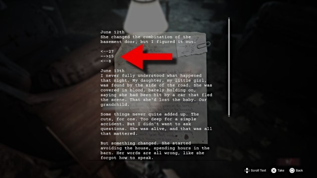 A note in the living room of the farmhouse in AILA