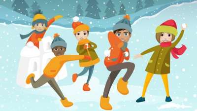 Characters snowball fighting in bitlife