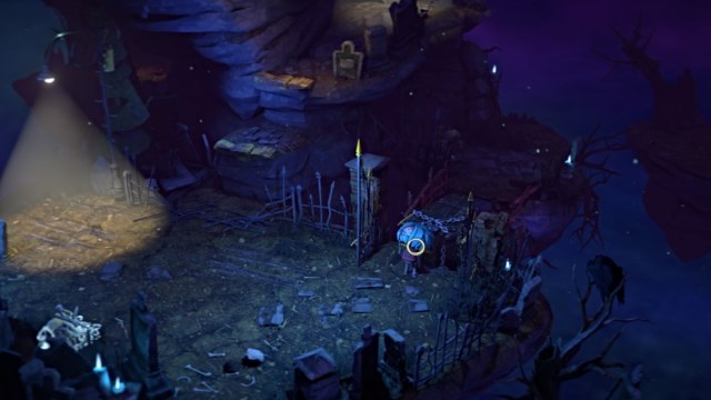 Gloomy pushes a coffin in Gloomy Eyes