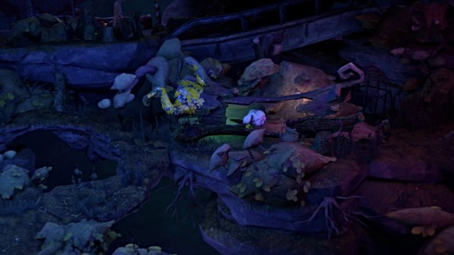 Nena crawls through a log in Gloomy Eyes