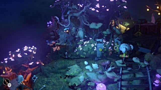 Nena puts a power canister into a control panel in Gloomy Eyes