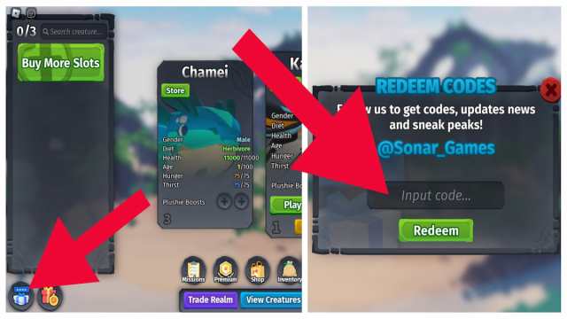 How to Redeem Codes in Creatures of Sonaria
