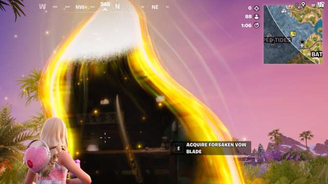 Standing by forsaken vow rift gate in fortnite