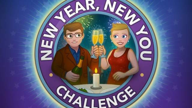 The challenge art for new year, new you featuring two characters toasting in bitlife