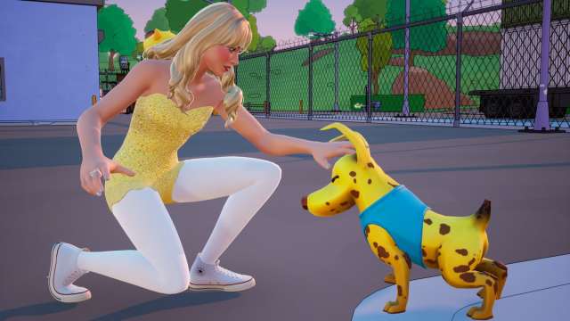 Sabrina carpenter petting banana dog peels in fortnite