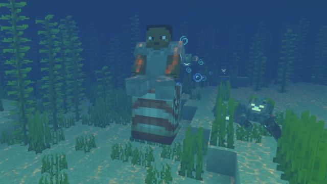 Player riding nautilus in minecraft