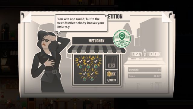 A player wins a district by getting all the scoops in News Tower.