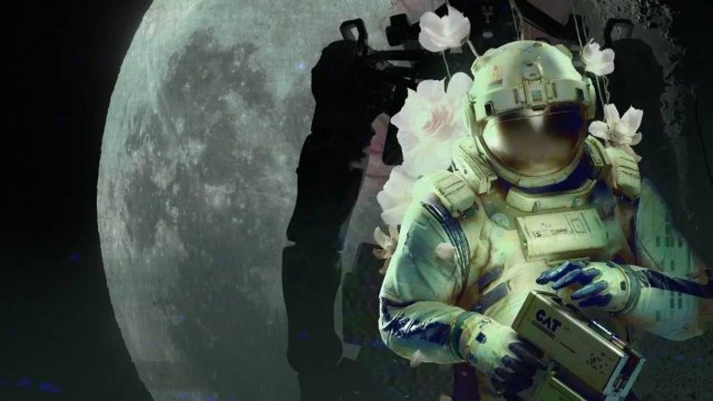 routine Game promo art with astronaut holding weapon with moon in background