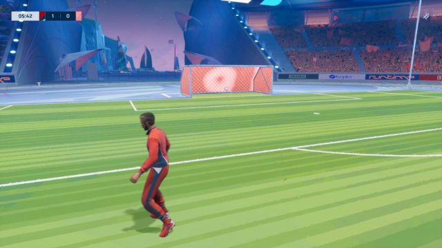 Scoring a goal into an empty net in Rematch.