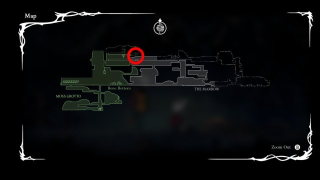 Hollow Knight Silksong Shakra map location hihglighted