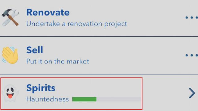 Spirits page marked in bitlife
