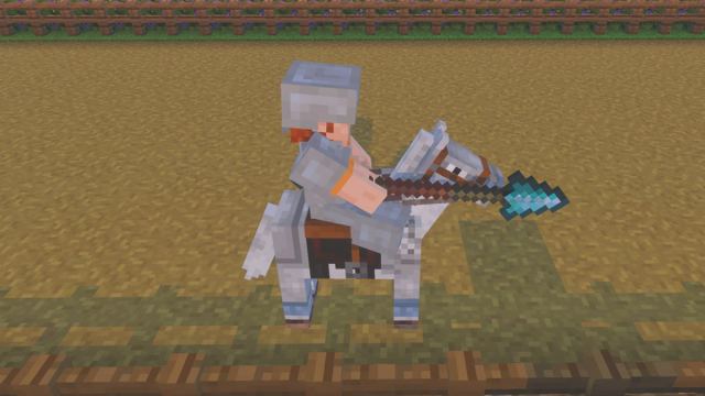 Riding horse while holding spear in minecraft