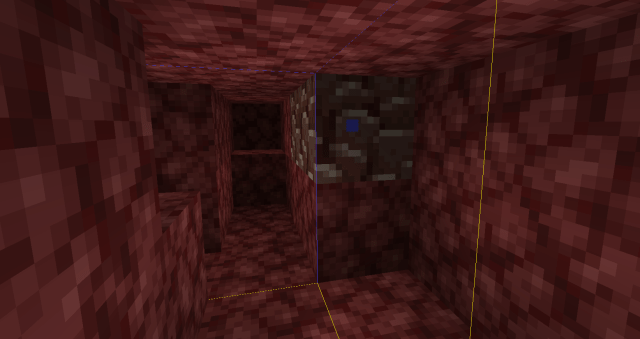 Netherite at a chunk border in Minecraft